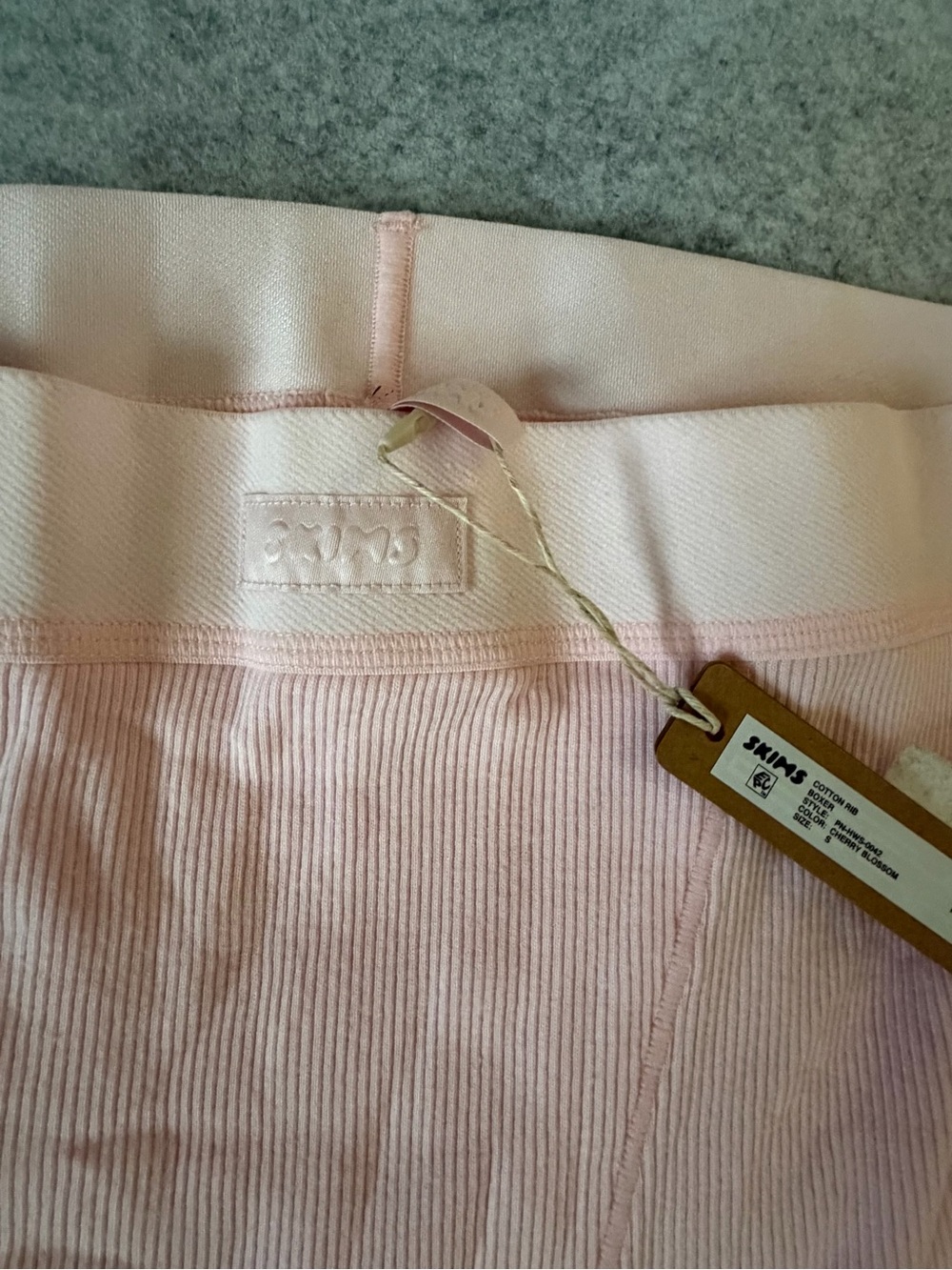 SKIMS Women's Ribbed High-Waist Boxer Panty in Light Pink